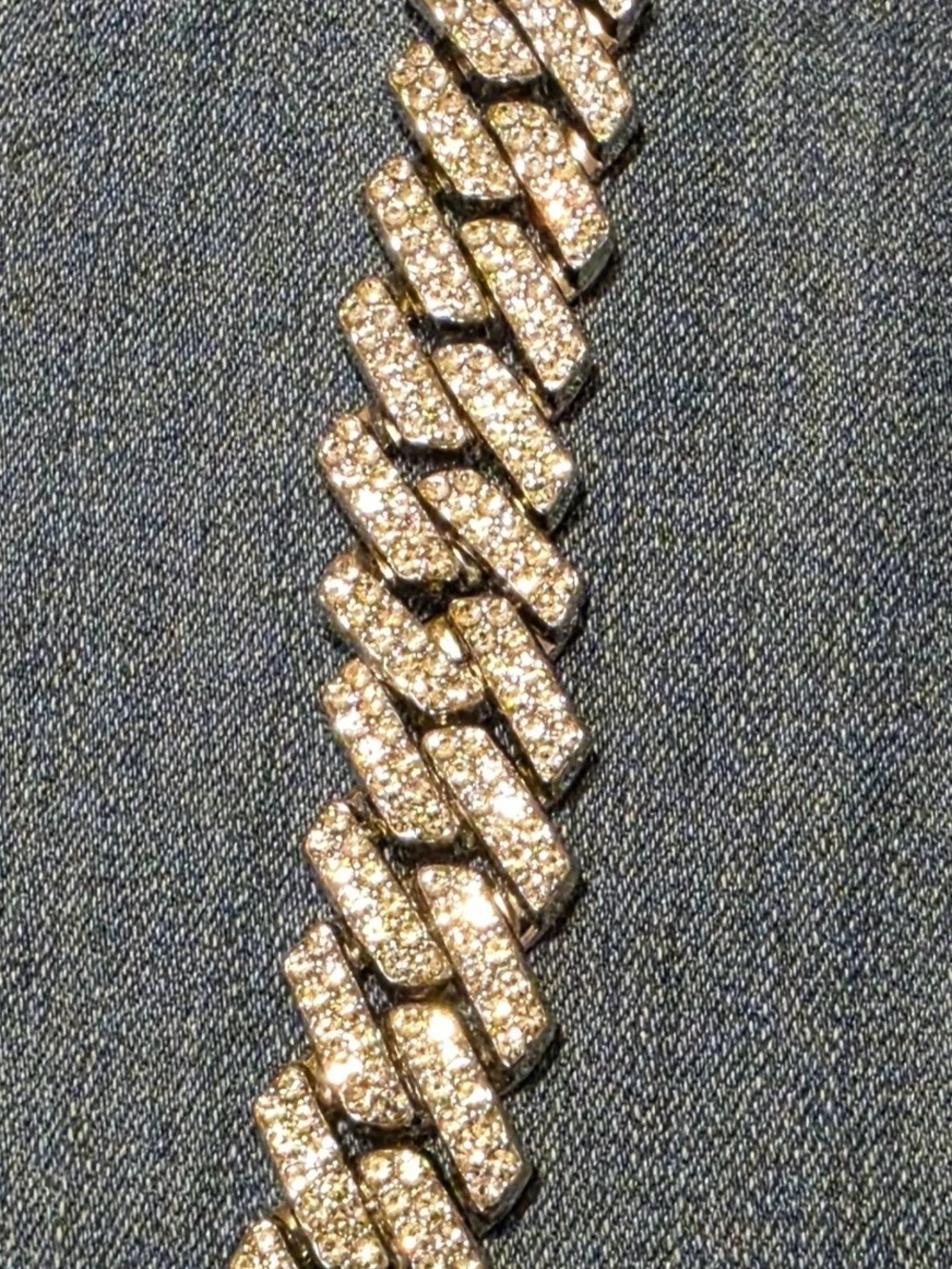Full Crystal Pave Link Bracelet - Silver Sparkle 20mm For Men Or Women 7.5